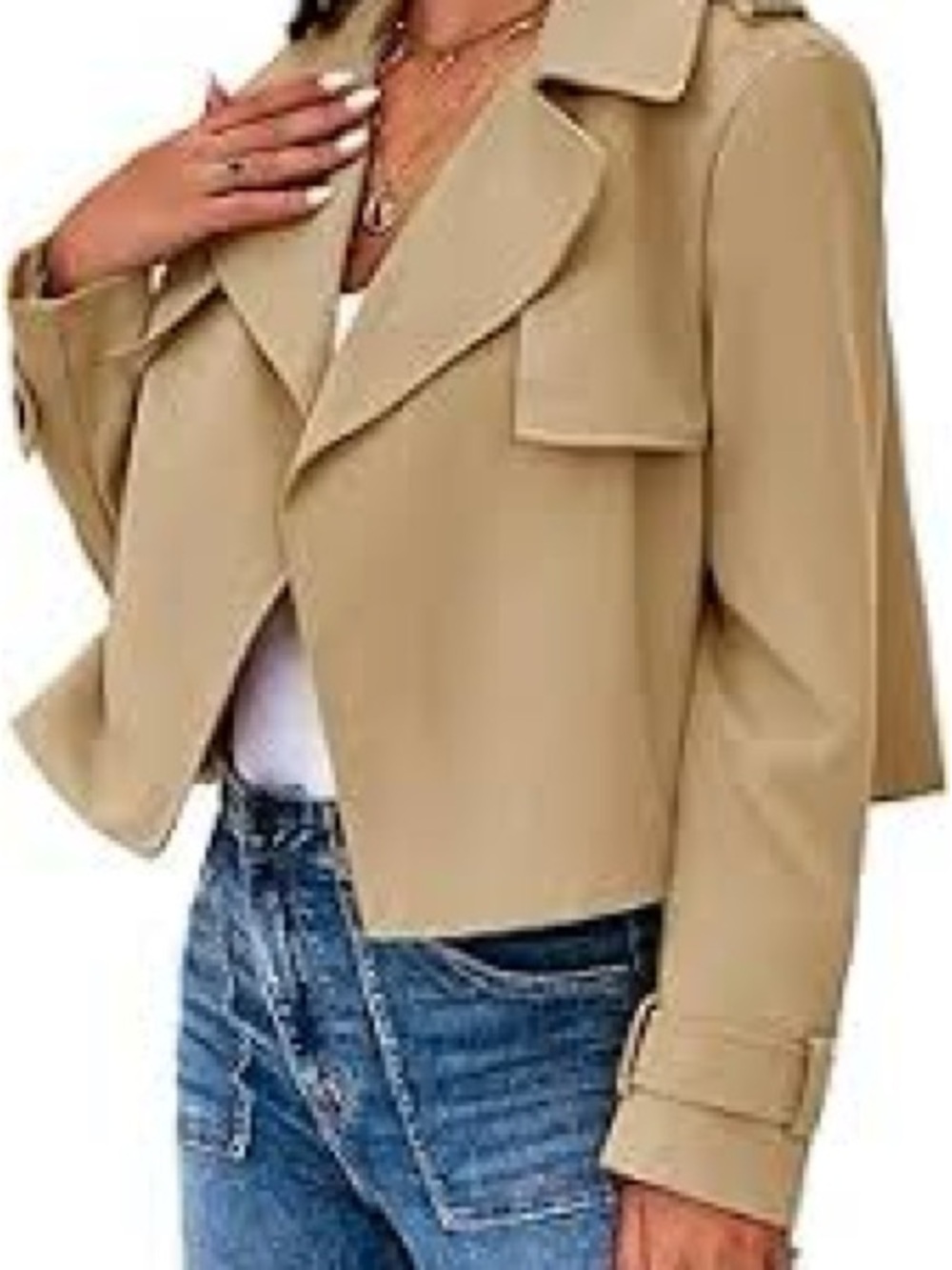 Zara Cropped Trench Coat in Camel
